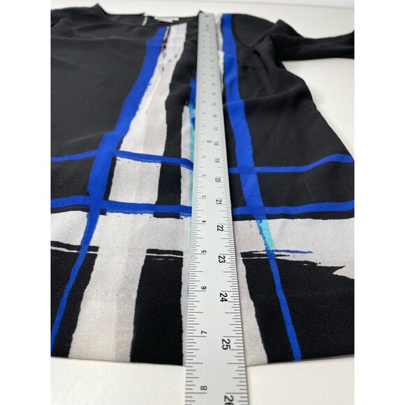 New Liz Claiborne Graphic Long Sleeve Blouse Top Back Art to Wear Office‎ Dark S - Picture 7 of 9